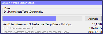 Cryptext x64 Fortschrittsfenster v0.12 Build 30
